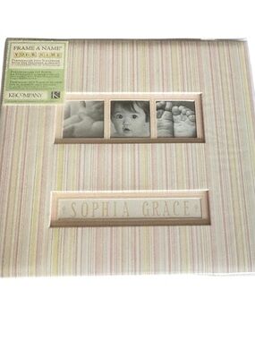 K & Company 12x12 Pink Striped Scrapbook Album Baby Girl Frame A Name NEW